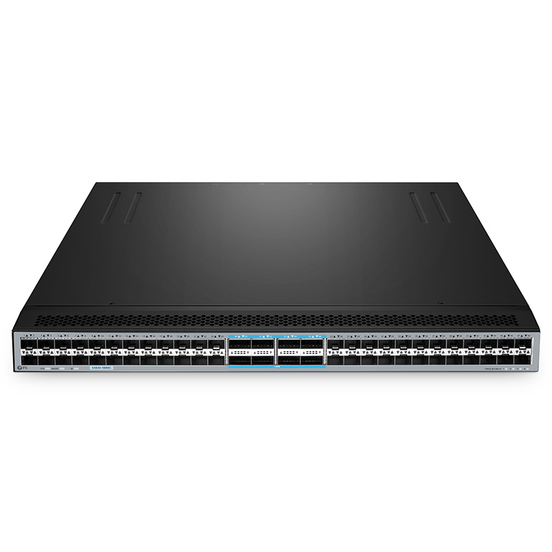 S5850-48B8C，48口以太网L3交换机，48 x 25Gb SFP28，8 x 100Gb QSFP28，支持MPLS&MLAG