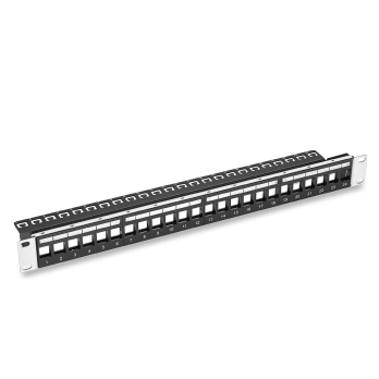 Blank Flat Patch Panel, 24-Port, T568A/B, 1RU, Shield/Unshield